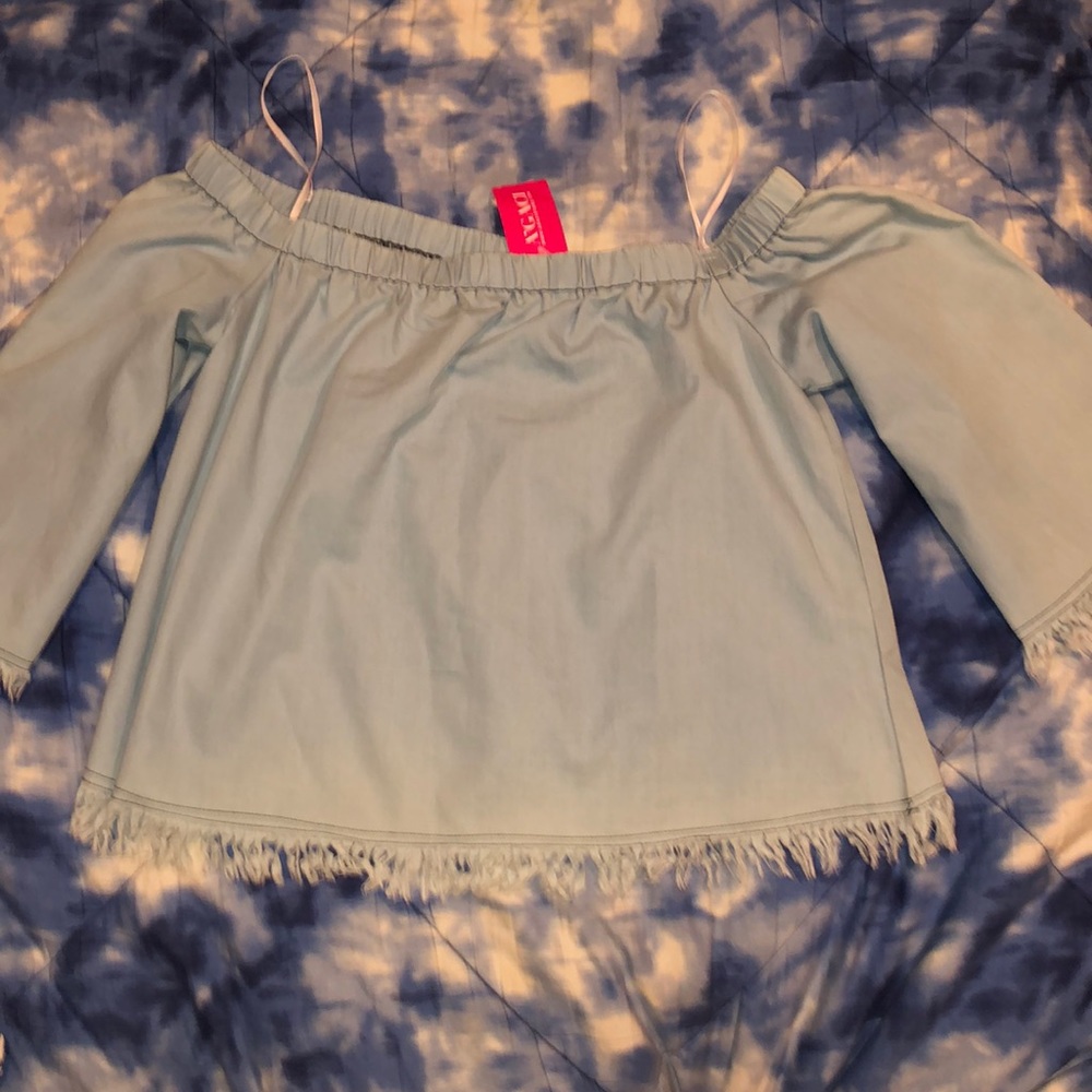 Agaci Denim Off the Shoulder Top